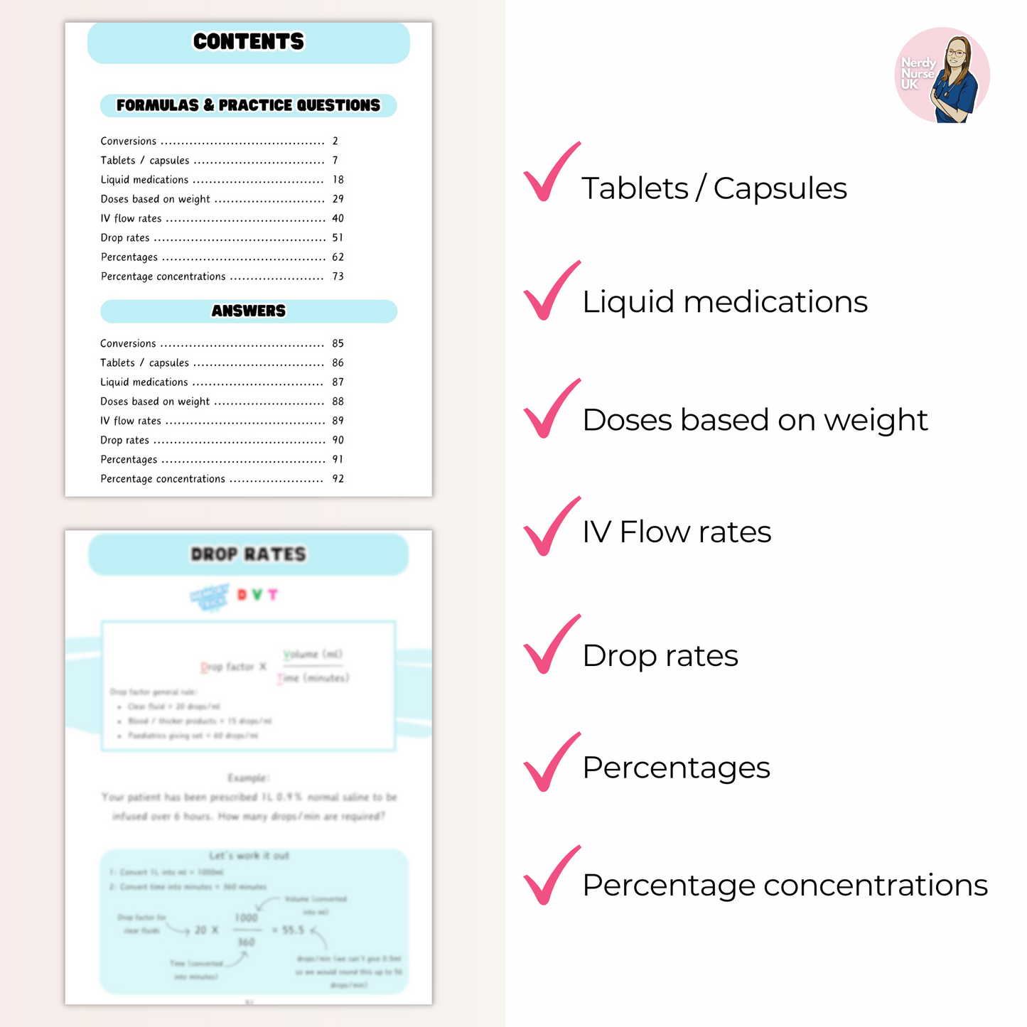 Drug calculations workbook - digital download